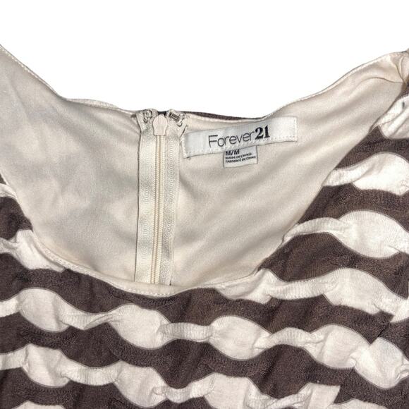 Forever 21 mini sleeveless dress black and white wavy pattern bodycon size M - Picture 4 of 6